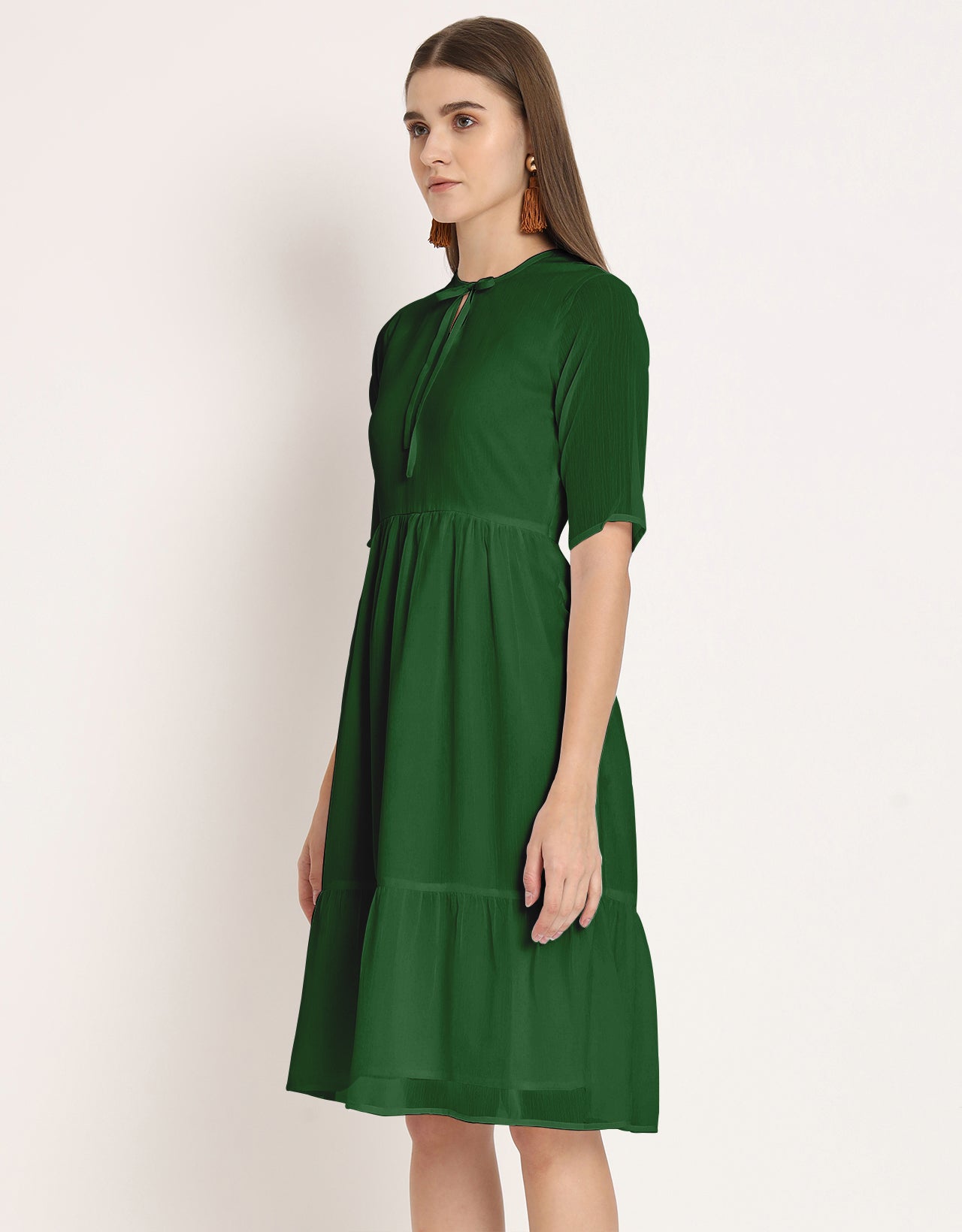 Solid Tiered Swing Dress