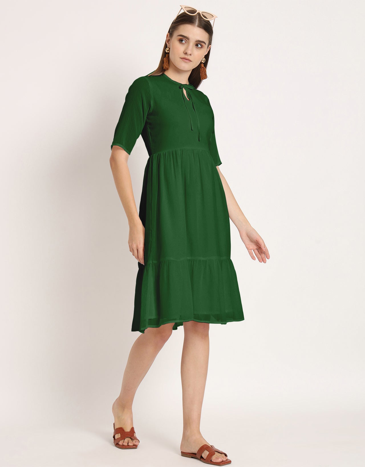 Solid Tiered Swing Dress