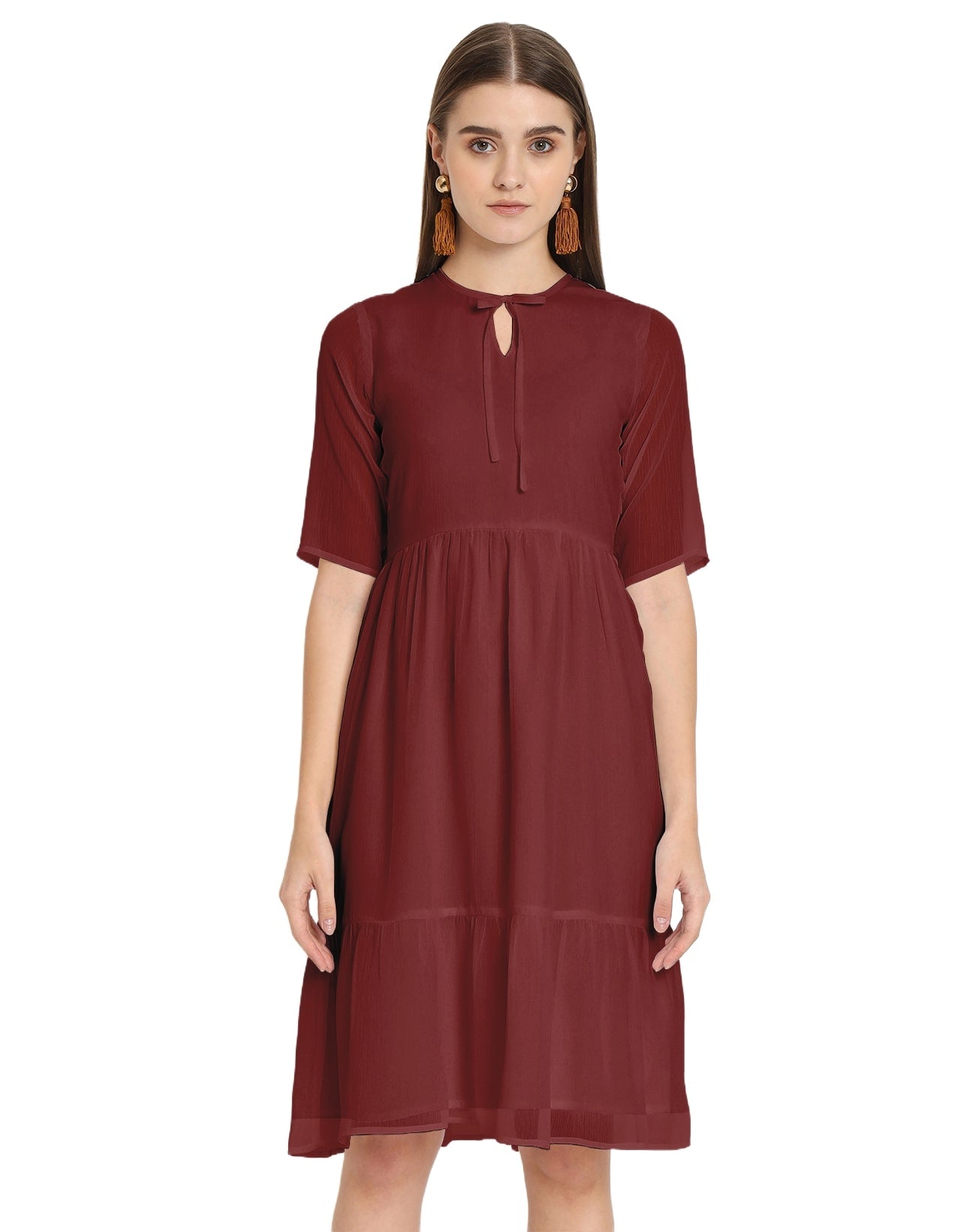 Solid Tiered Swing Dress