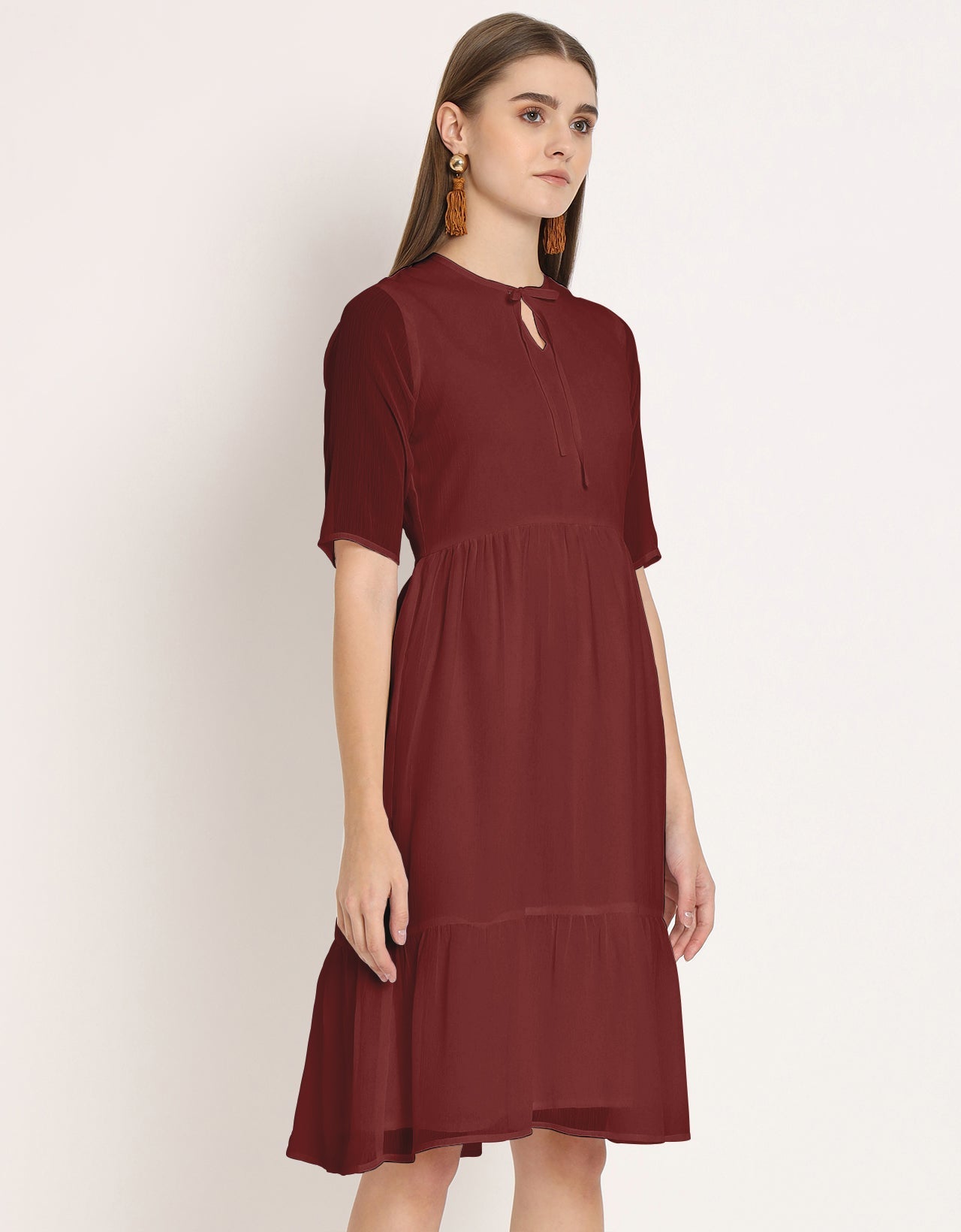 Solid Tiered Swing Dress