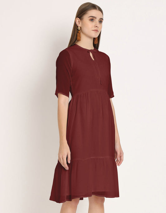 Solid Tiered Swing Dress