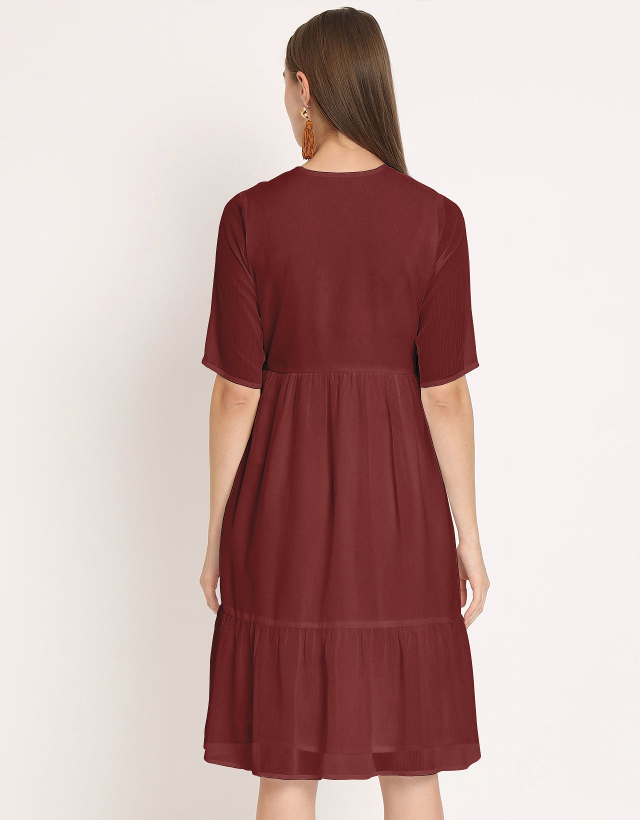 Solid Tiered Swing Dress