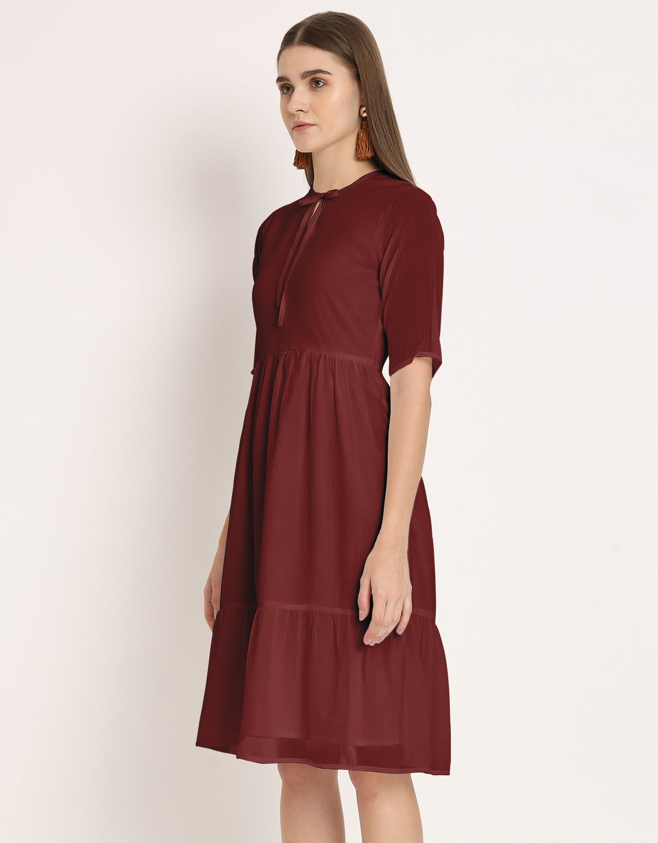 Solid Tiered Swing Dress