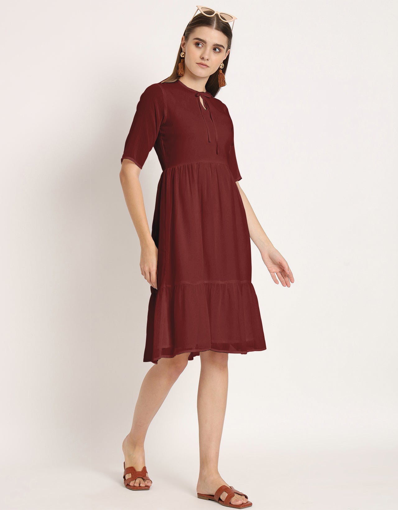 Solid Tiered Swing Dress