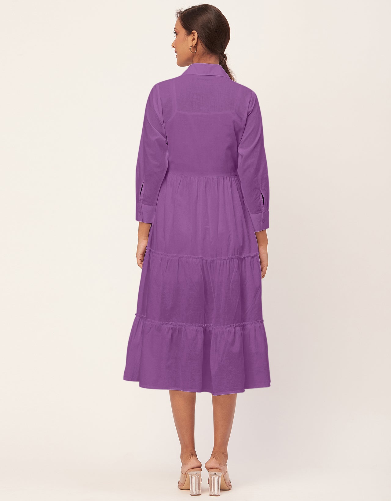 Solid Tiered Cotton Dress