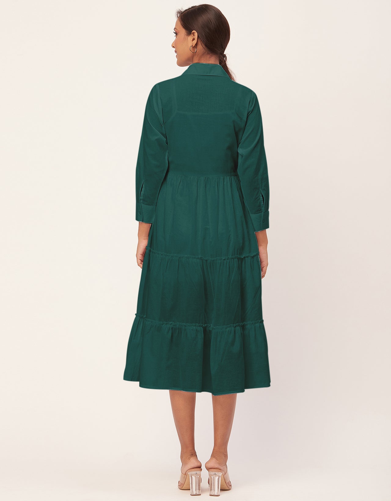 Solid Tiered Cotton Dress