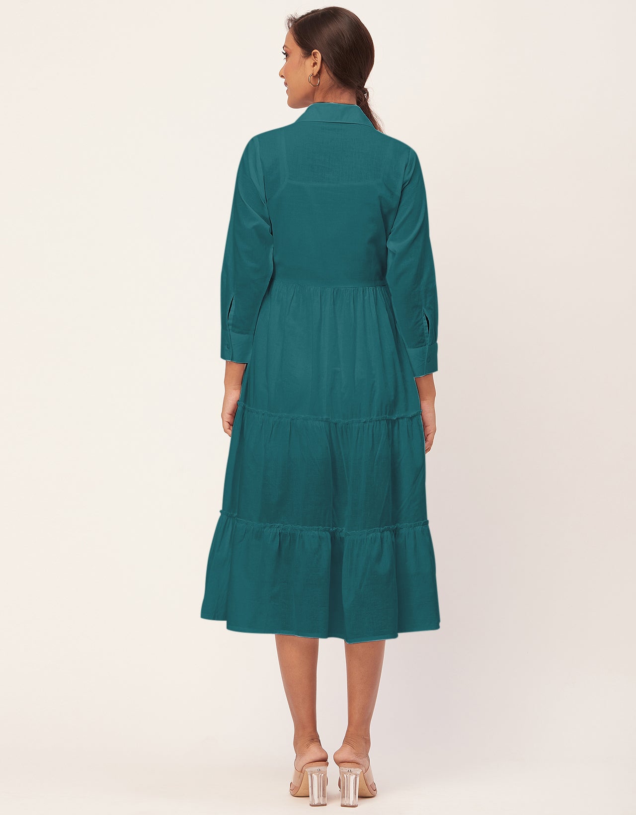 Solid Tiered Cotton Dress