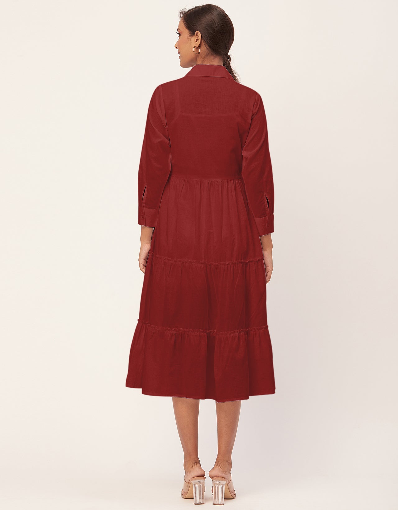 Solid Tiered Cotton Dress