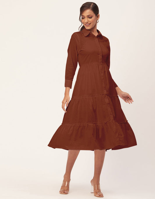 Solid Tiered Cotton Dress