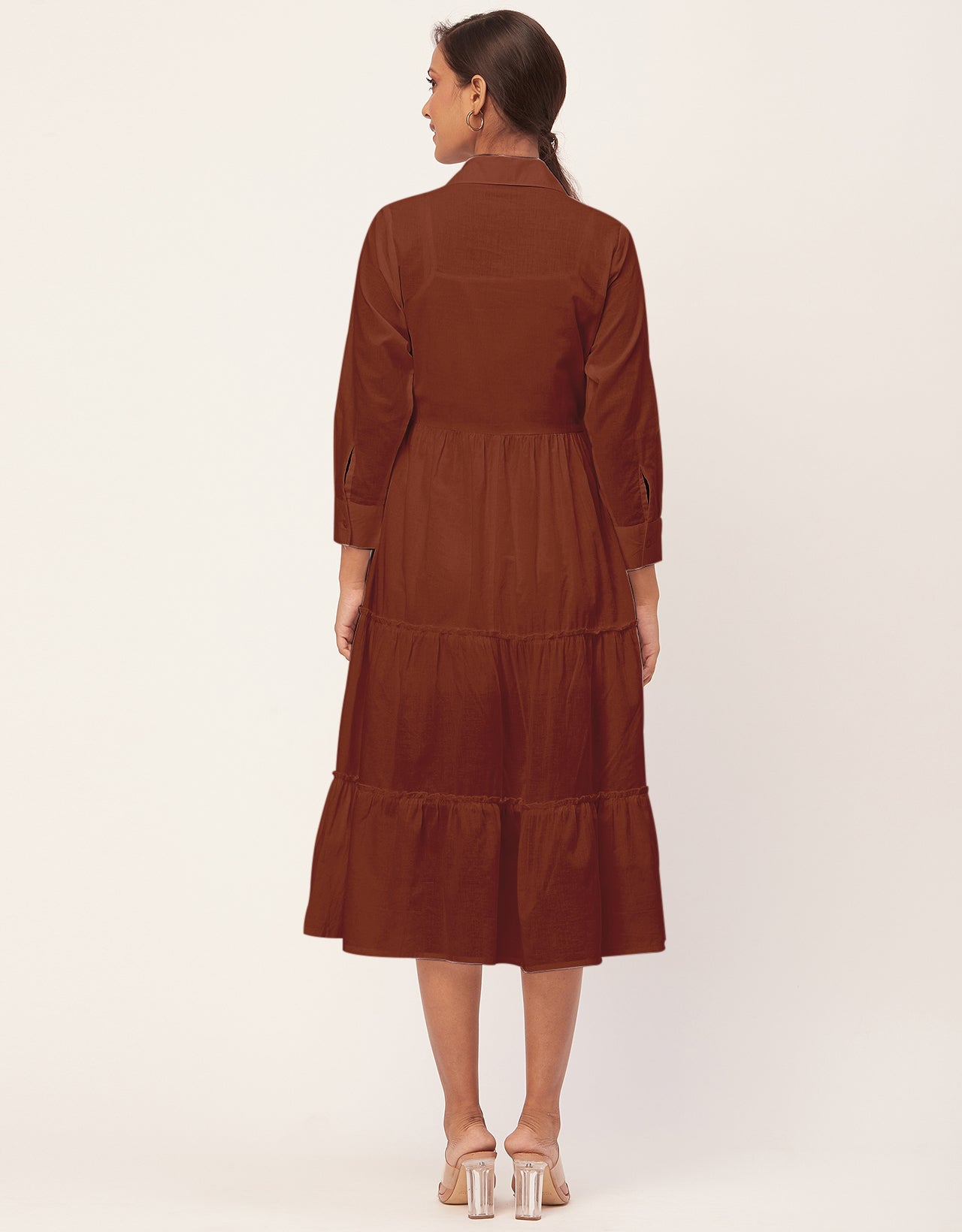 Solid Tiered Cotton Dress
