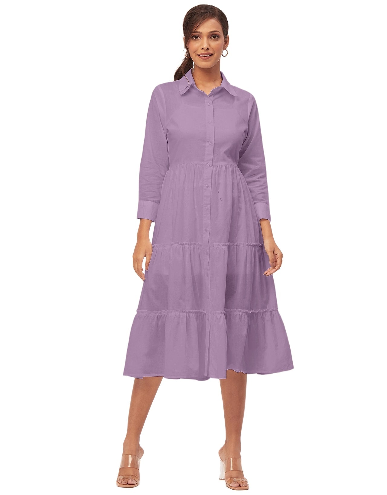 Solid Tiered Cotton Dress