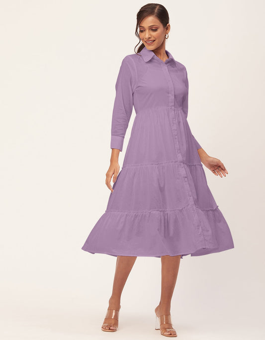Solid Tiered Cotton Dress