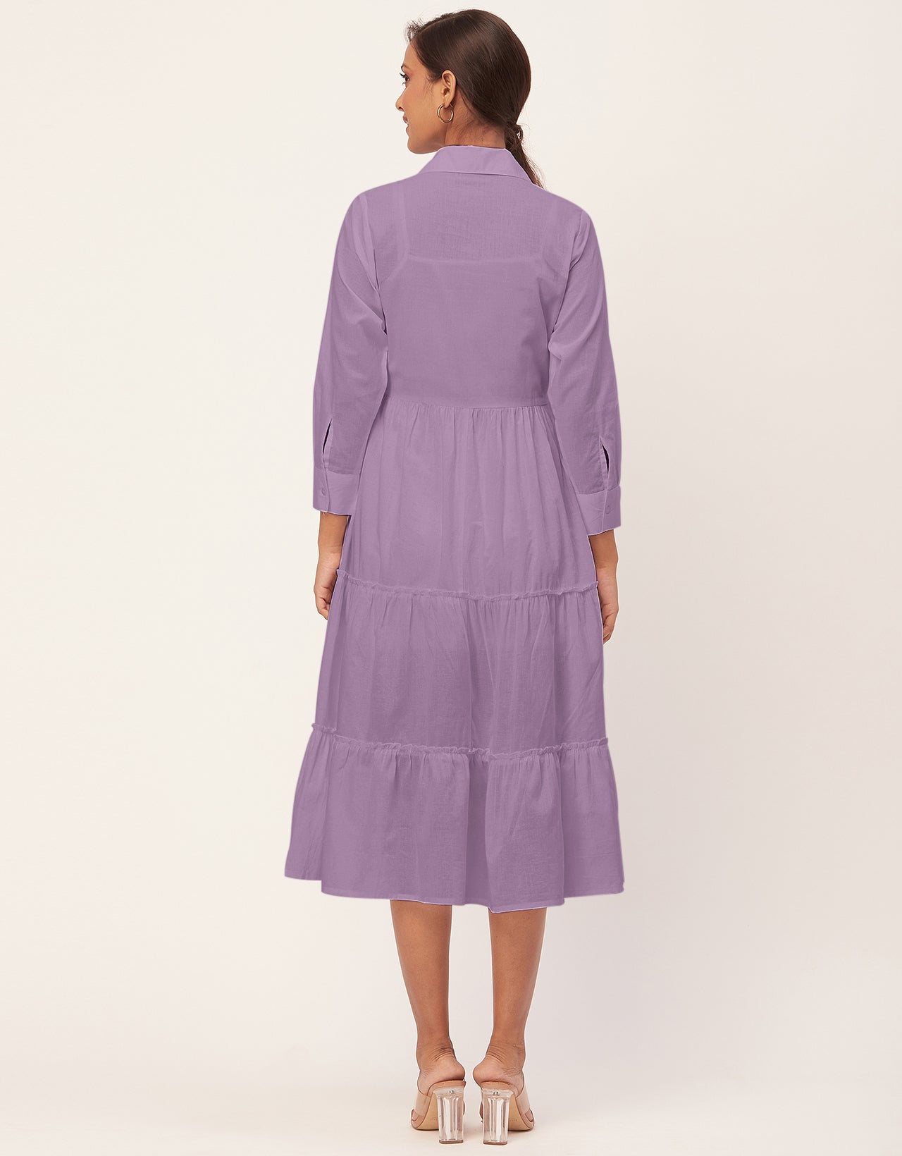 Solid Tiered Cotton Dress