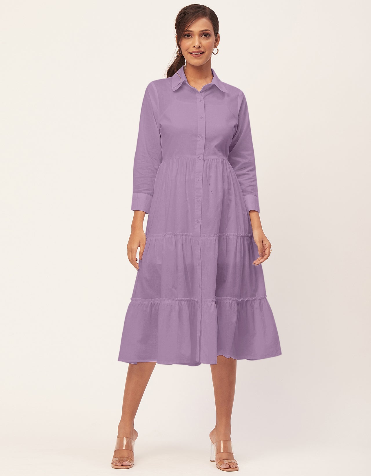 Solid Tiered Cotton Dress