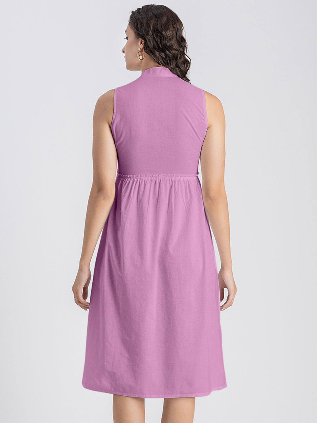 Solid Cotton Midi Dress
