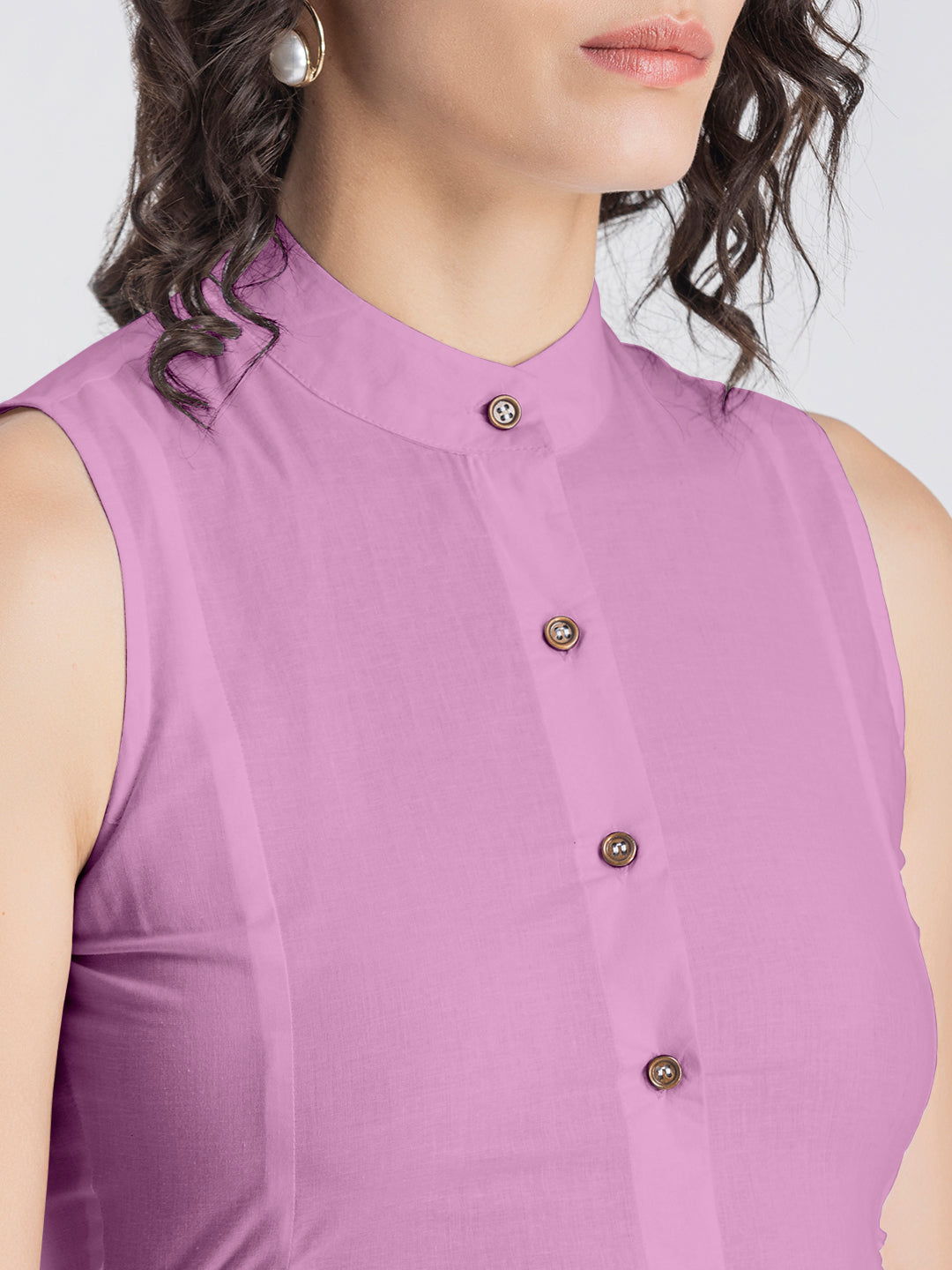 Solid Cotton Midi Dress