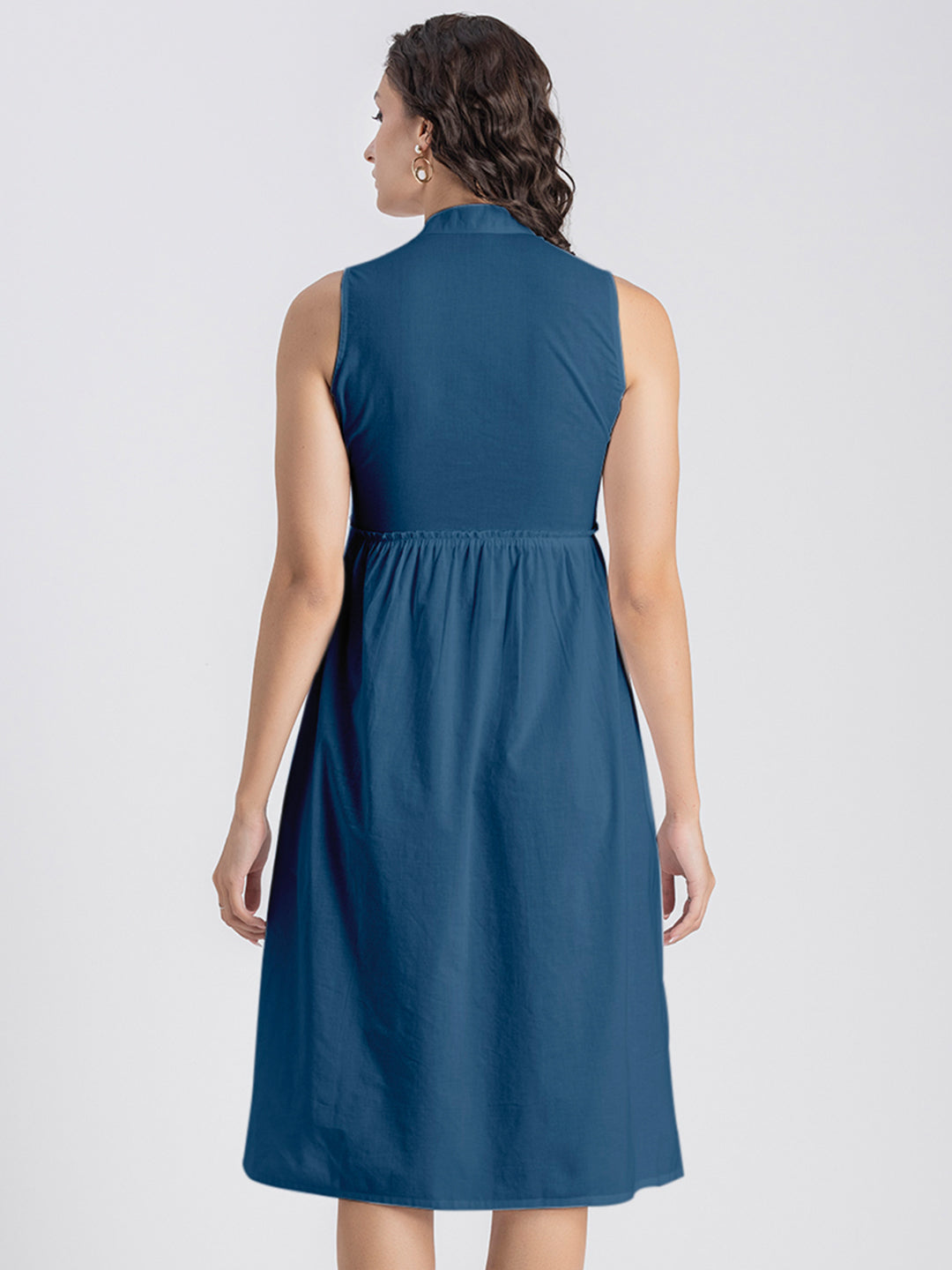 Solid Cotton Midi Dress
