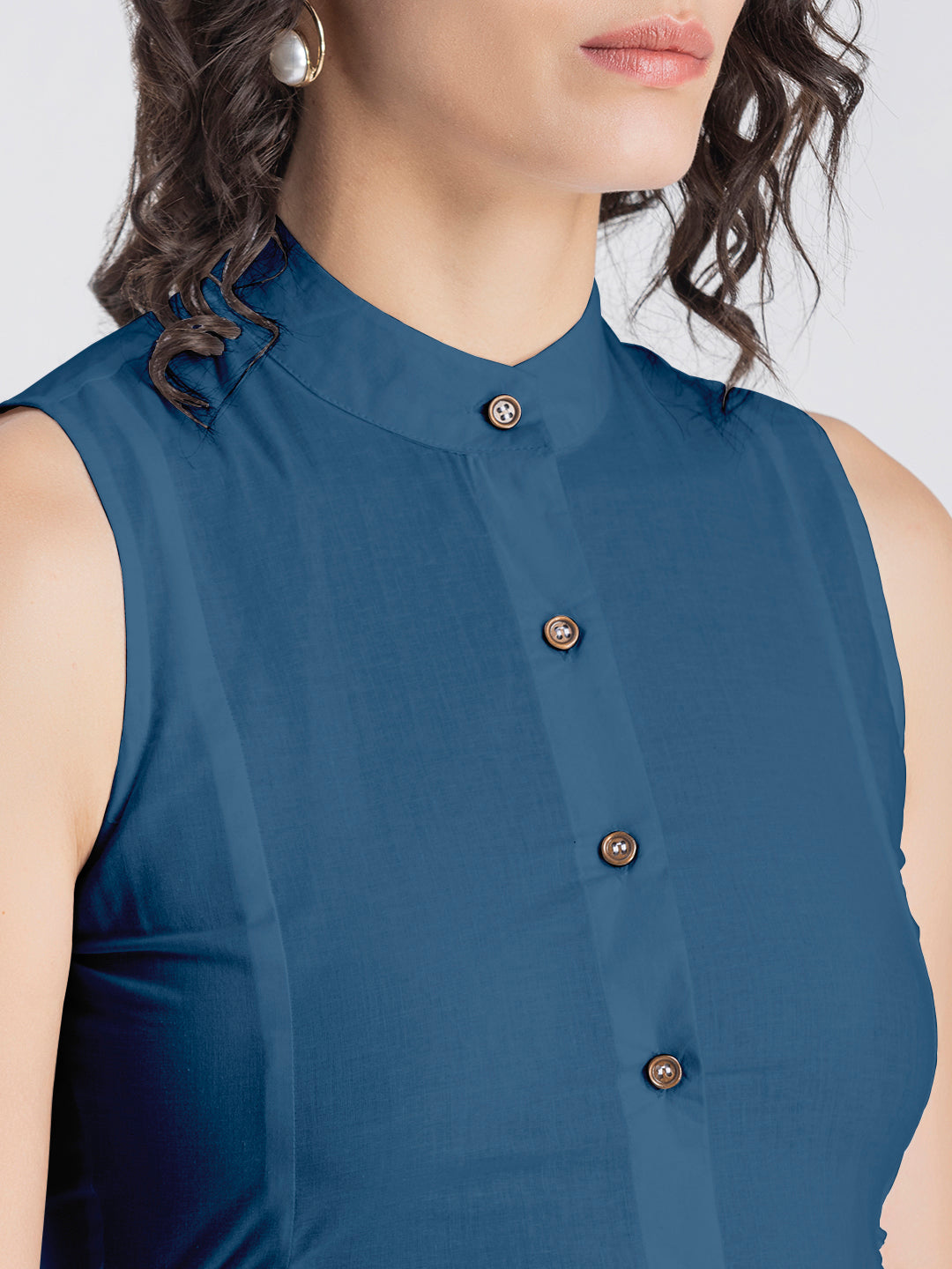 Solid Cotton Midi Dress