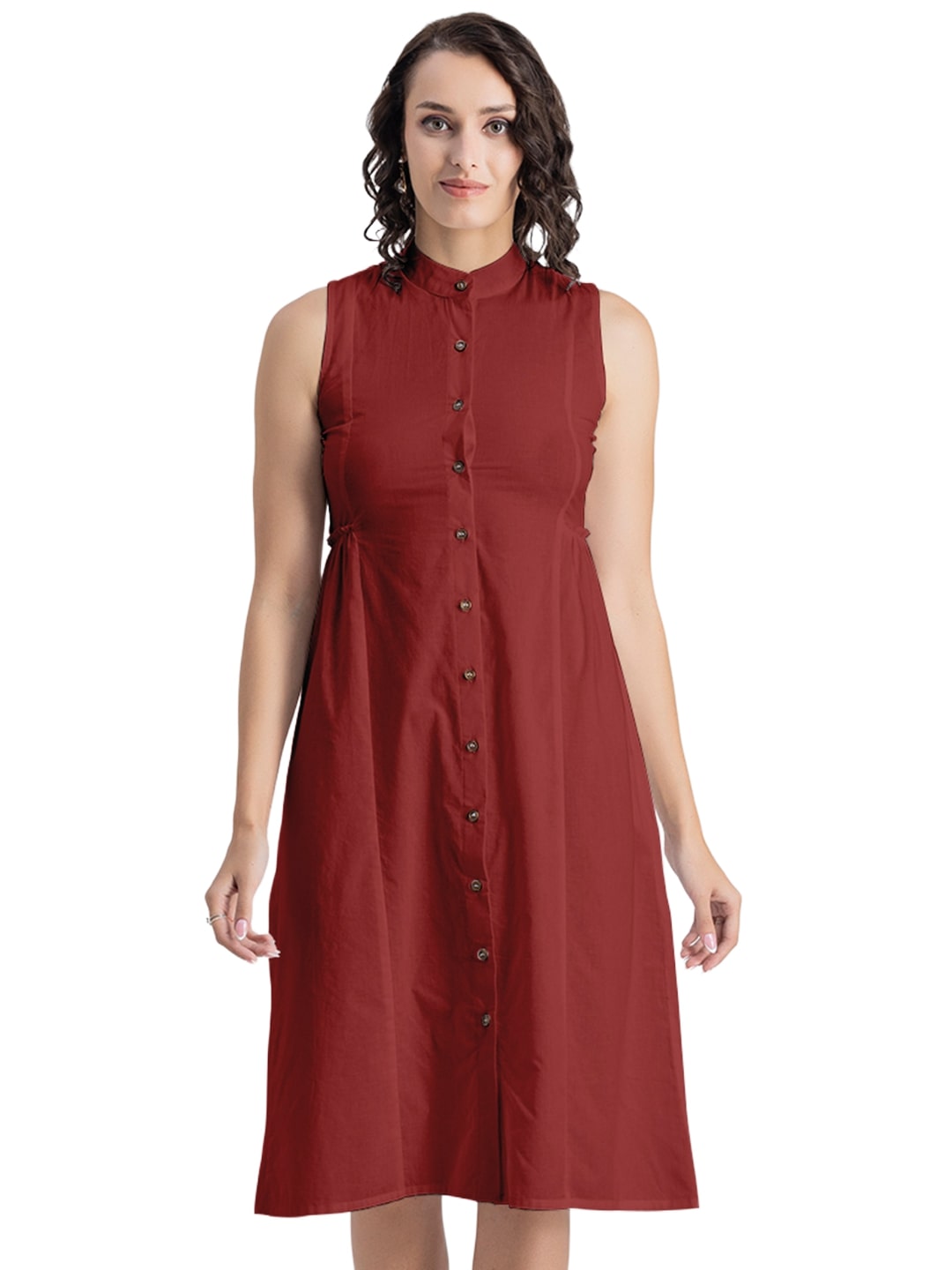 Solid Cotton Midi Dress
