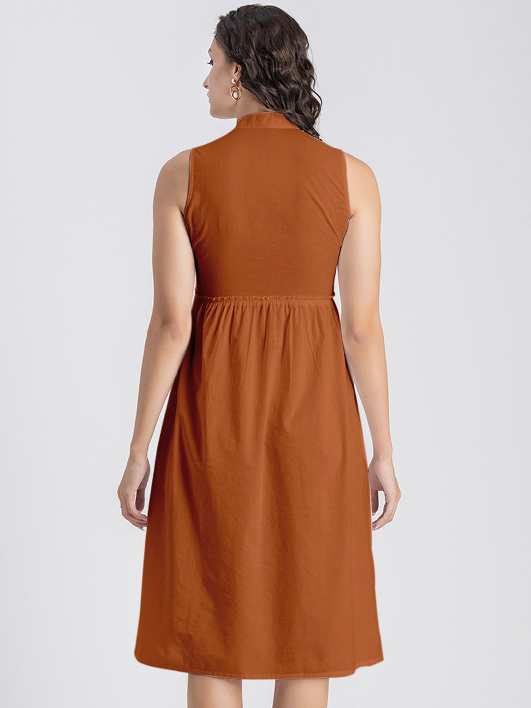 Solid Cotton Midi Dress