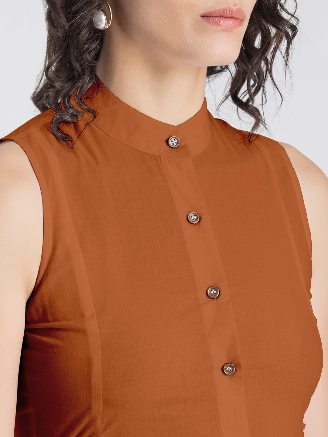 Solid Cotton Midi Dress