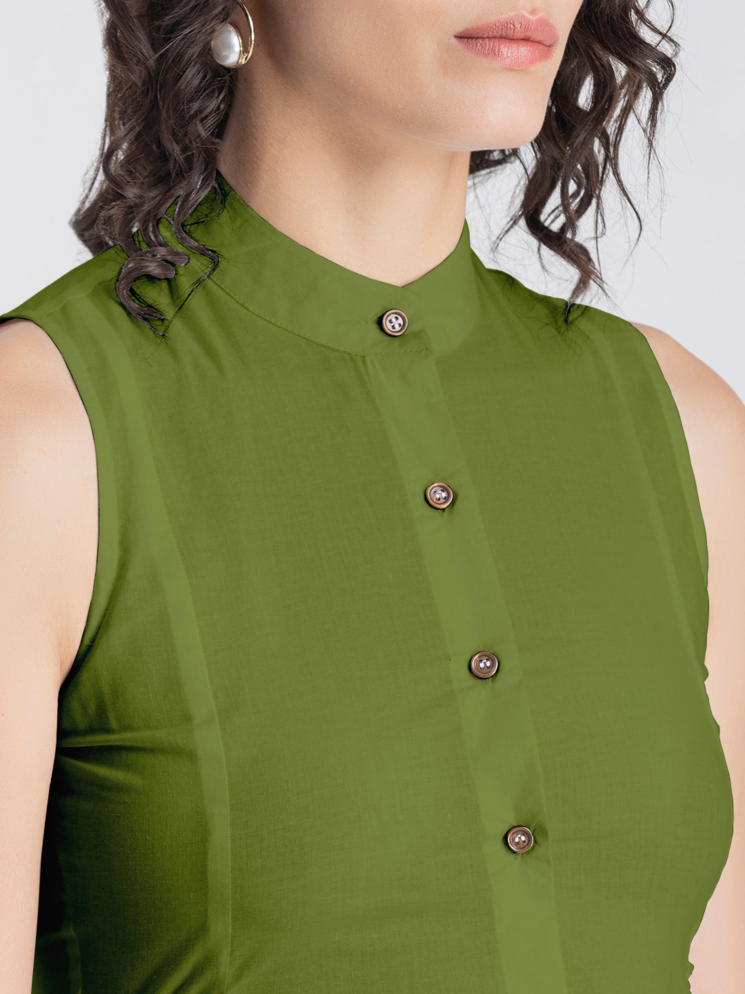 Solid Cotton Midi Dress