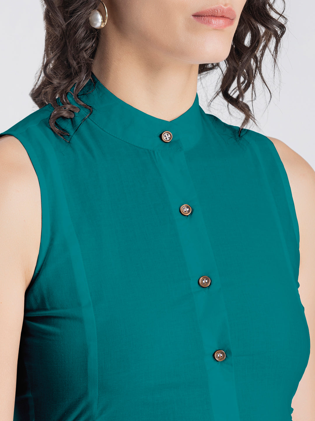 Solid Cotton Midi Dress