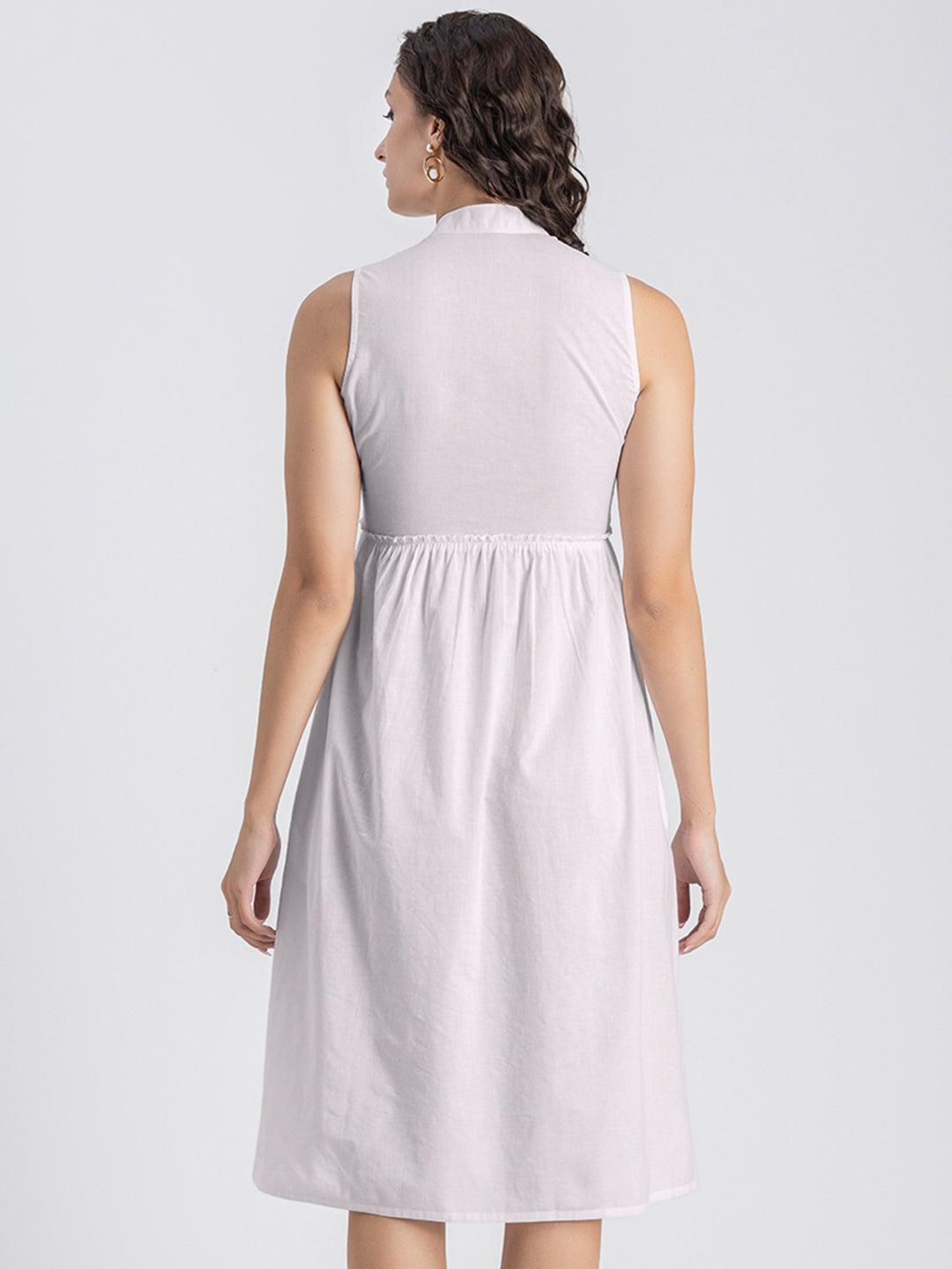 Solid Cotton Midi Dress