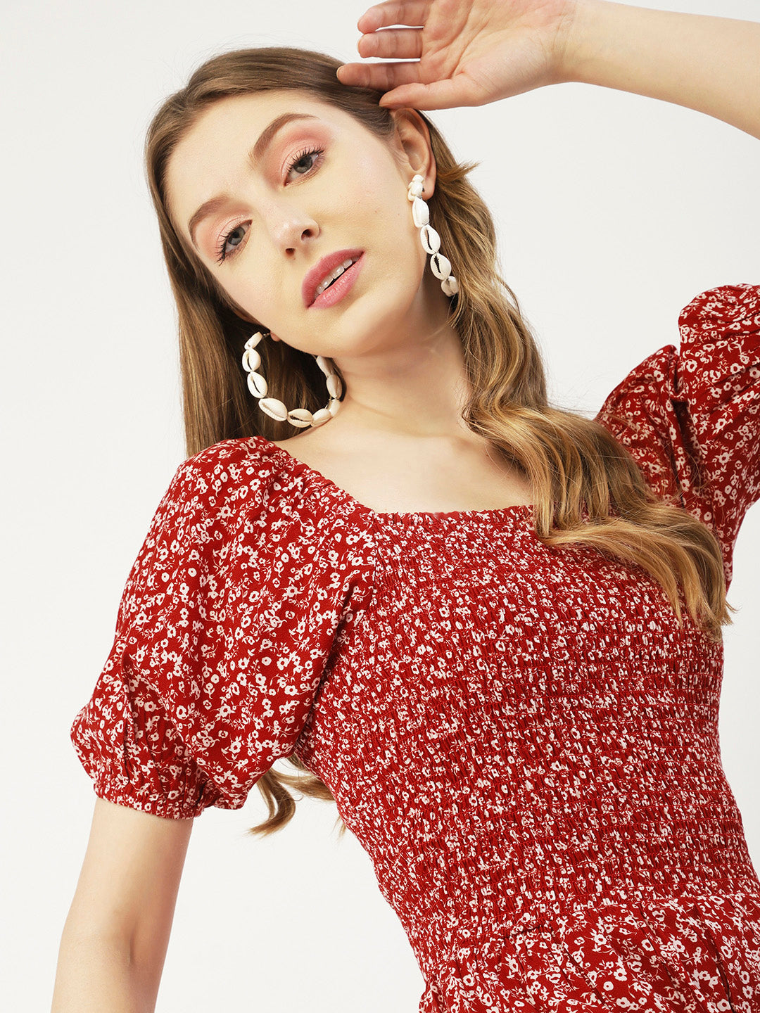 Square Neck Tiered Dress, Flared