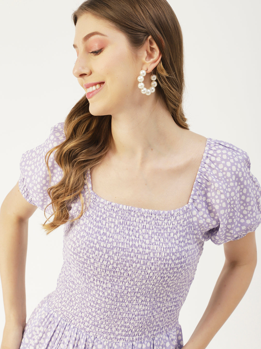 Square Neck Tiered Dress, Flared