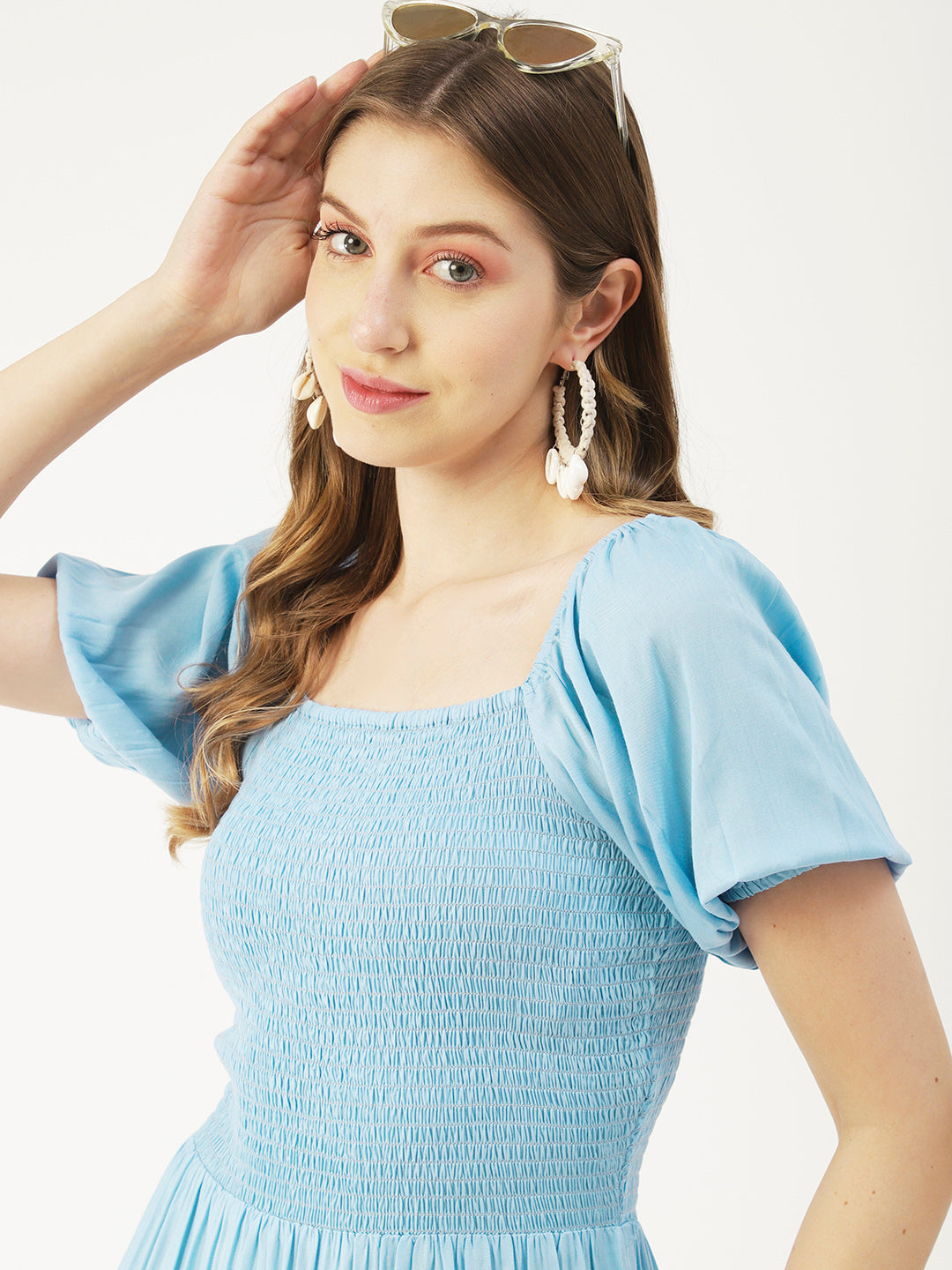 Square Neck Tiered Dress, Flared