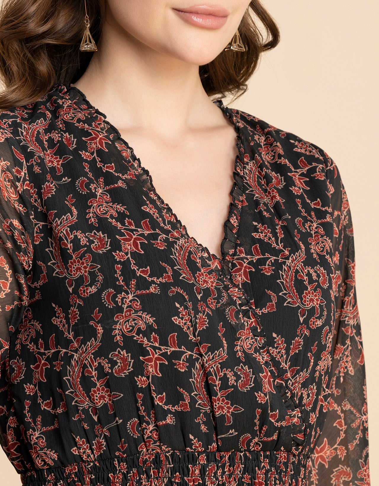 Flared Maxi Dress, V-Neck