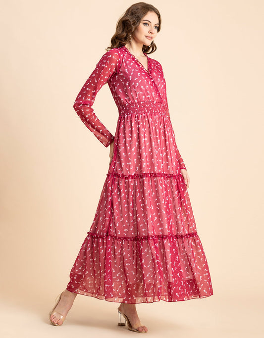 Flared Maxi Dress, V-Neck