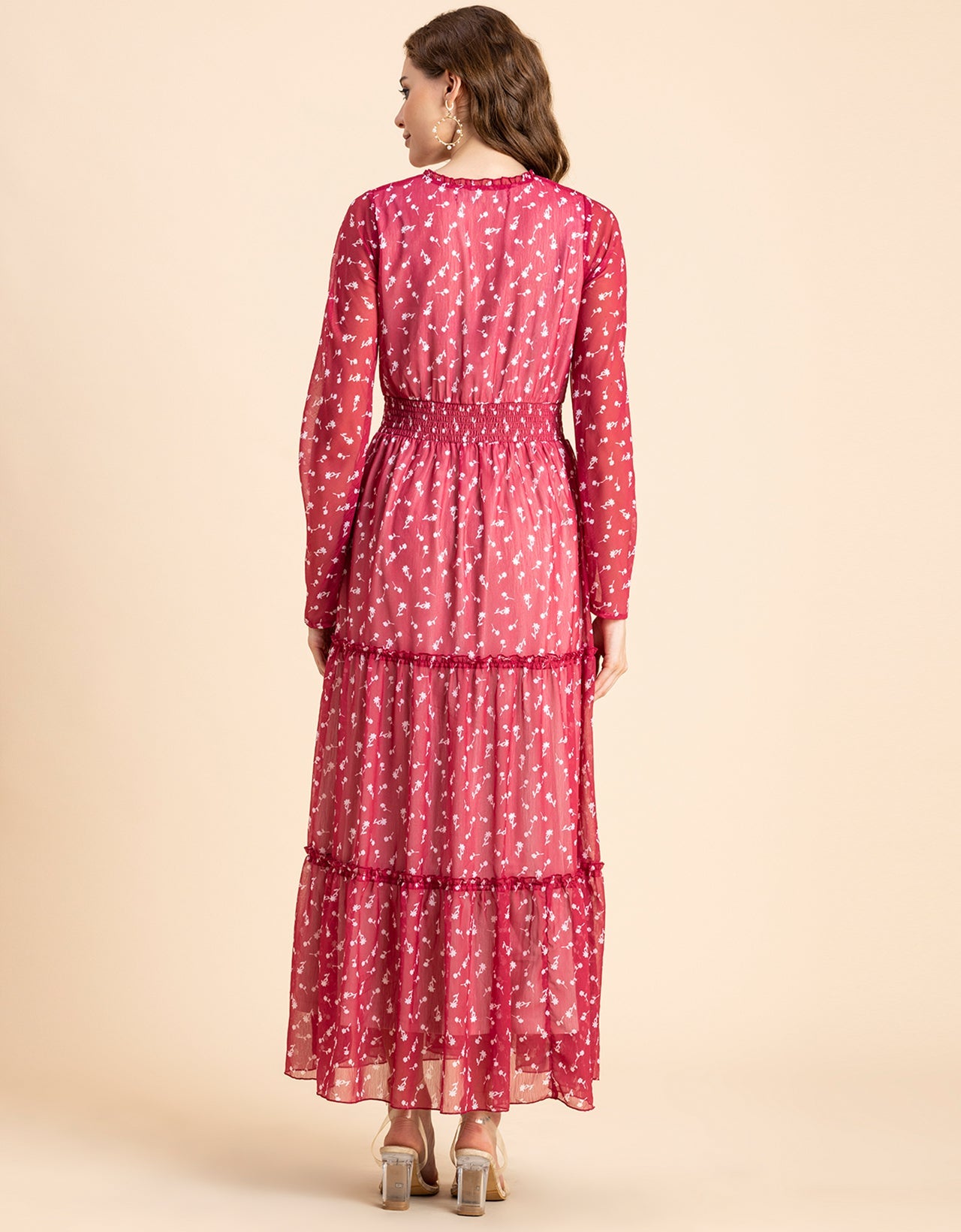 Flared Maxi Dress, V-Neck