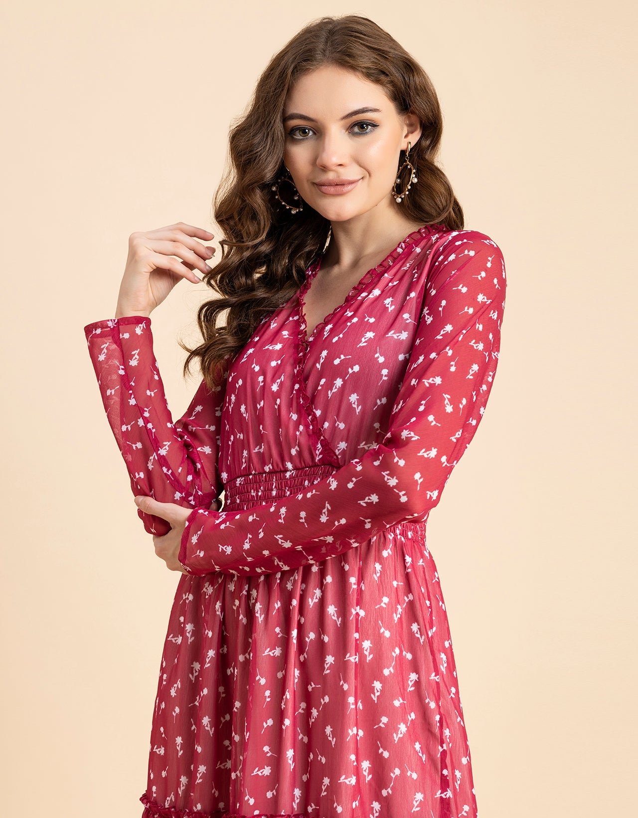 Flared Maxi Dress, V-Neck