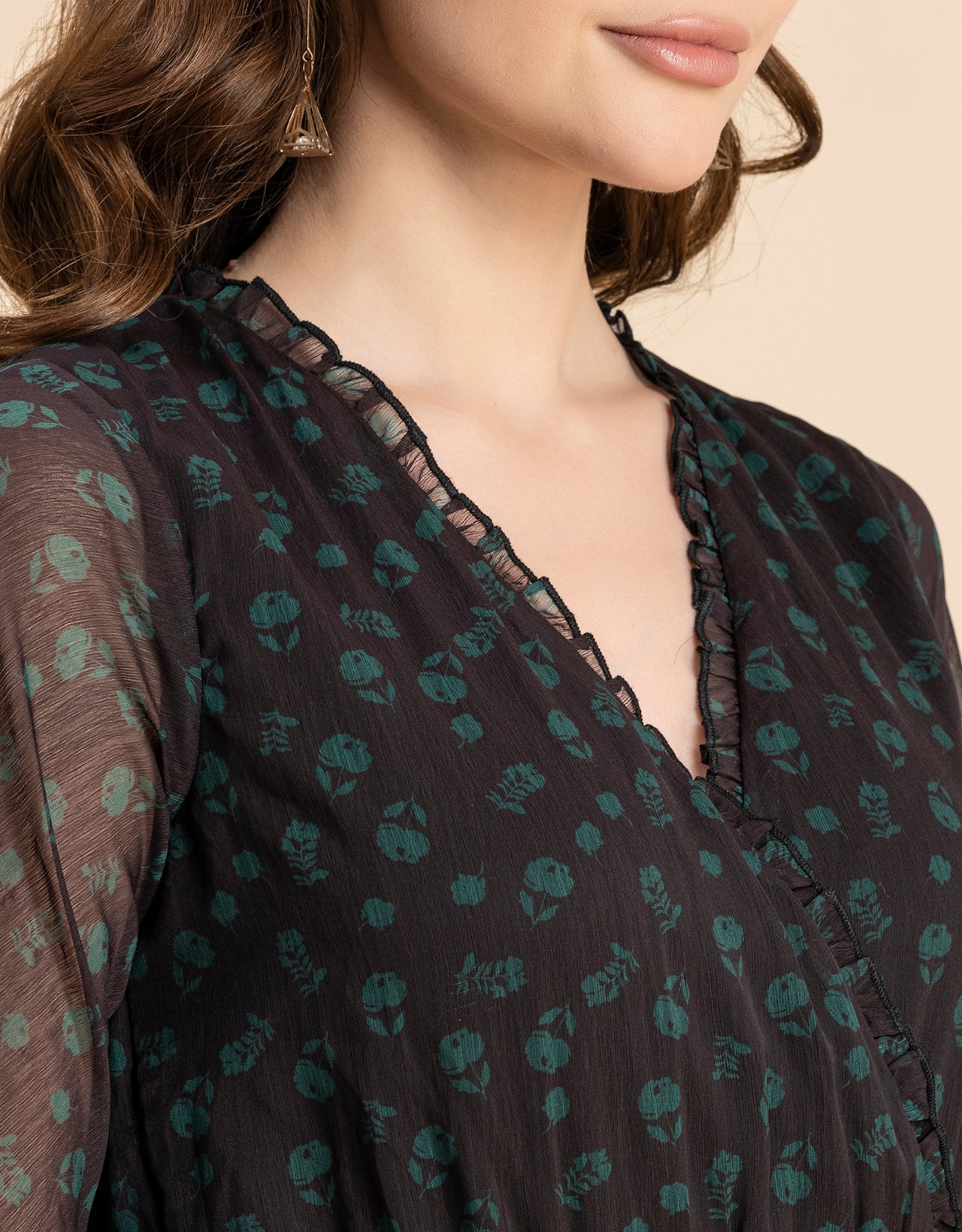 Flared Maxi Dress, V-Neck