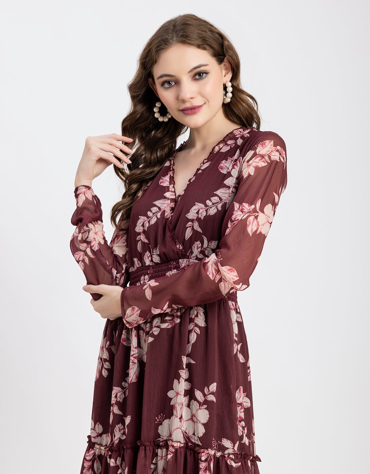 Flared Maxi Dress, V-Neck