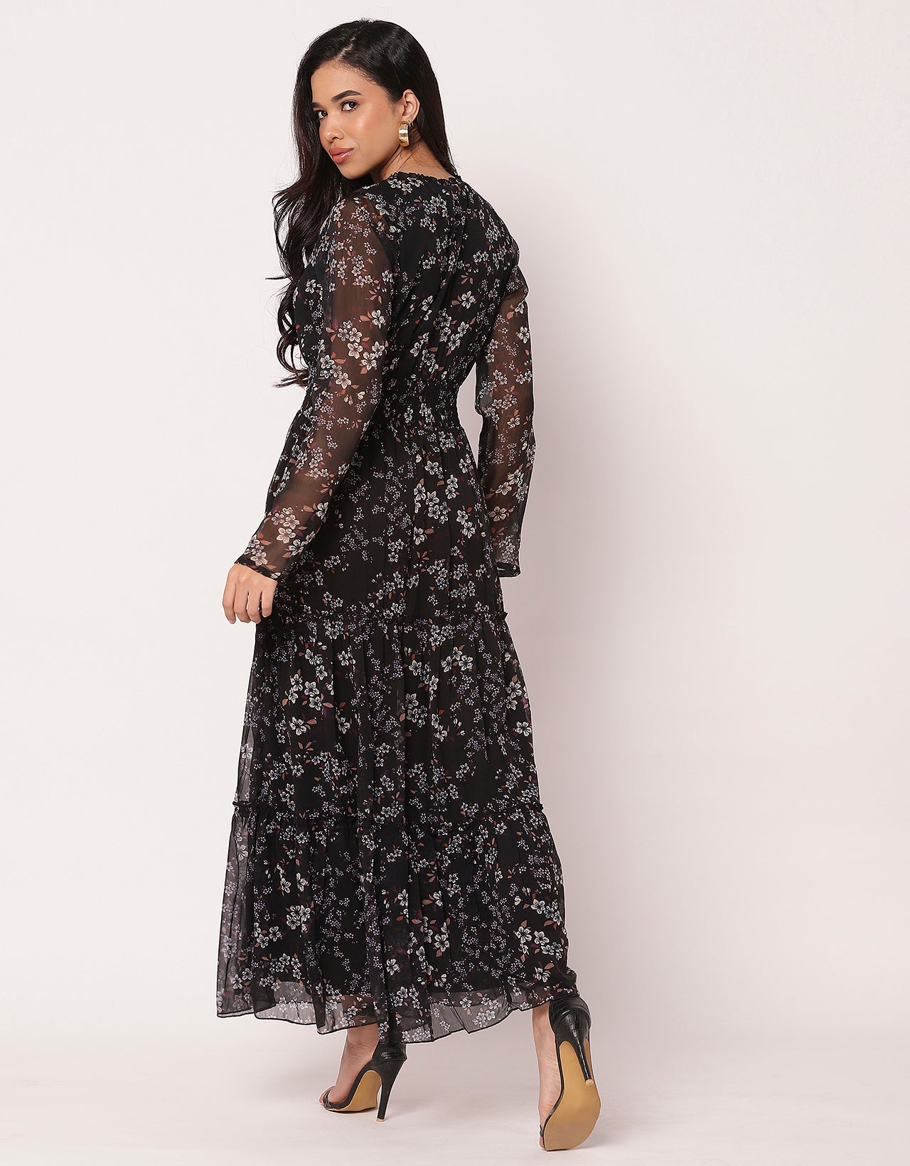 Flared Maxi Dress, V-Neck