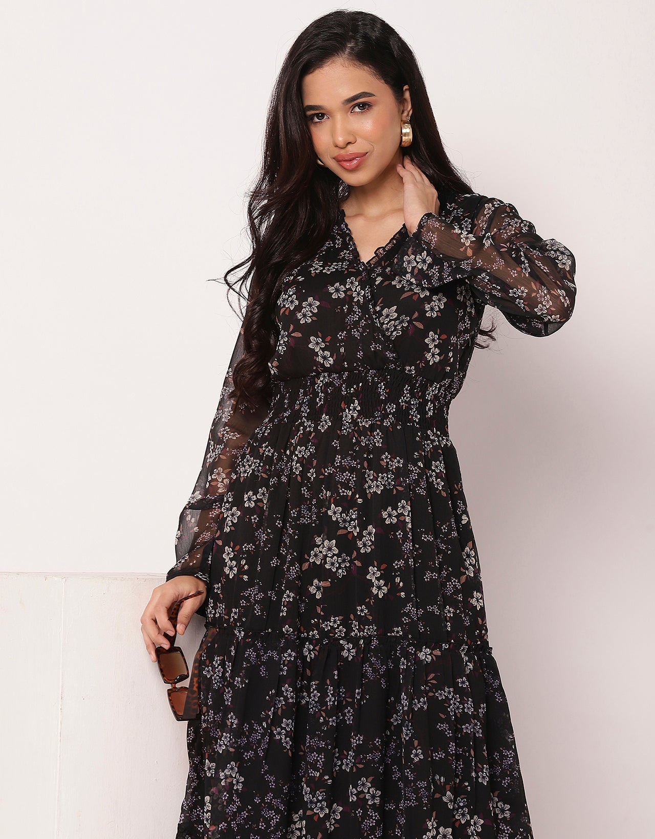 Flared Maxi Dress, V-Neck