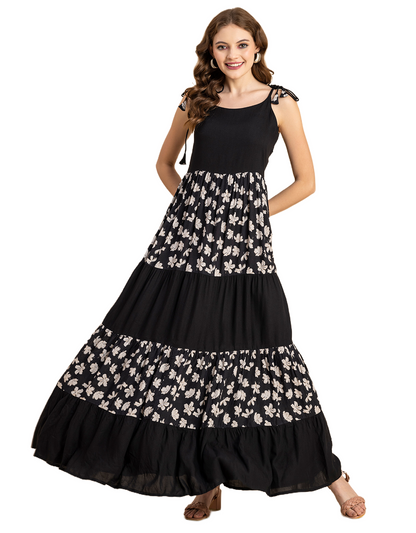 Printed Tiered Maxi Dress, Vacation