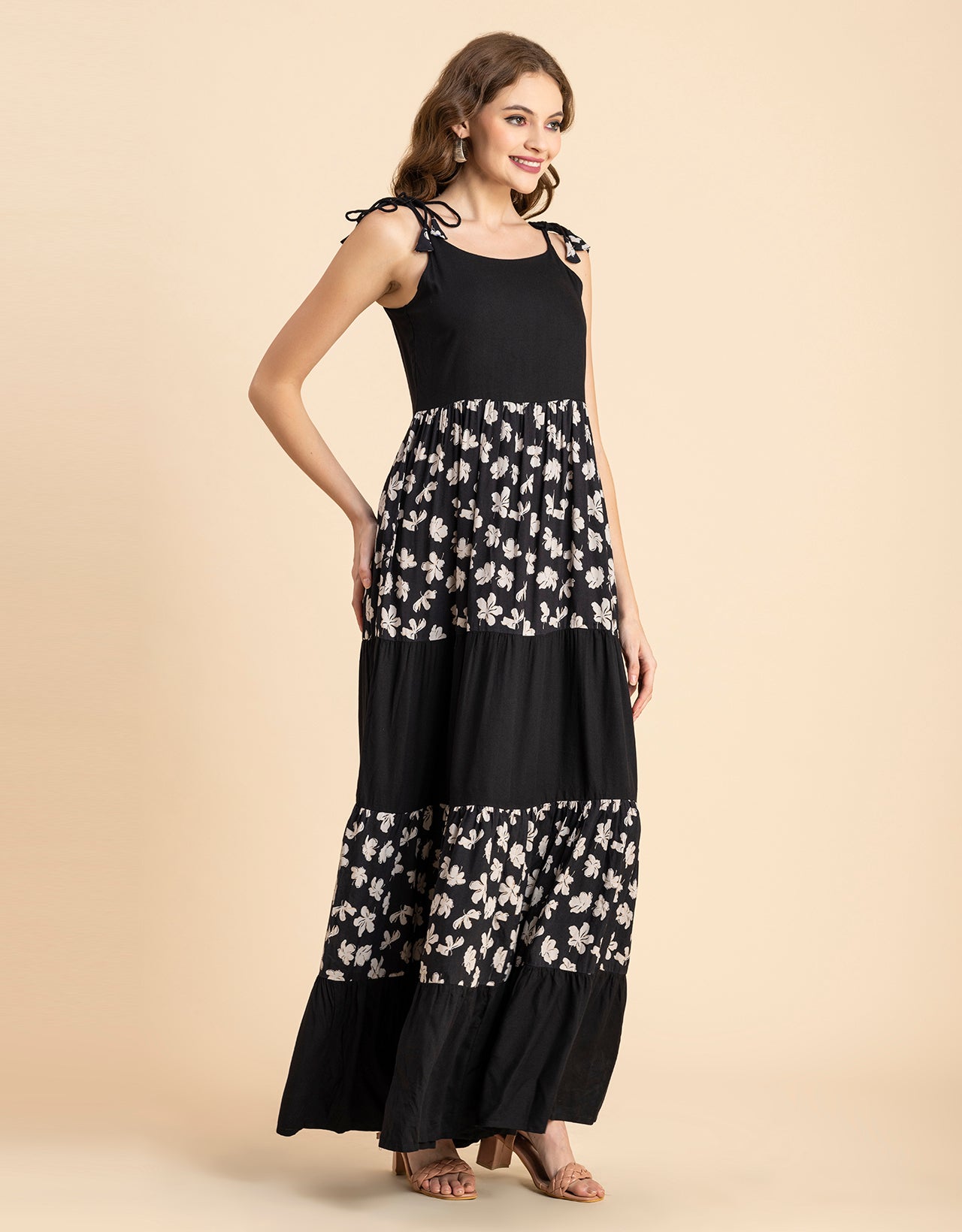 Printed Tiered Maxi Dress, Vacation