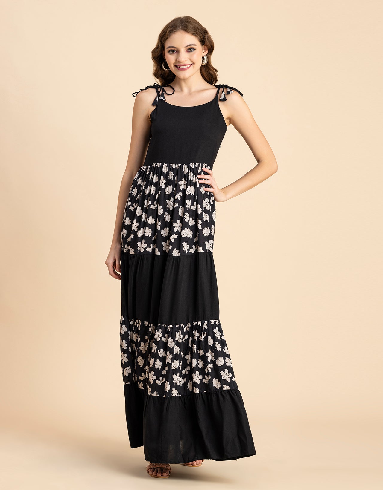 Printed Tiered Maxi Dress, Vacation