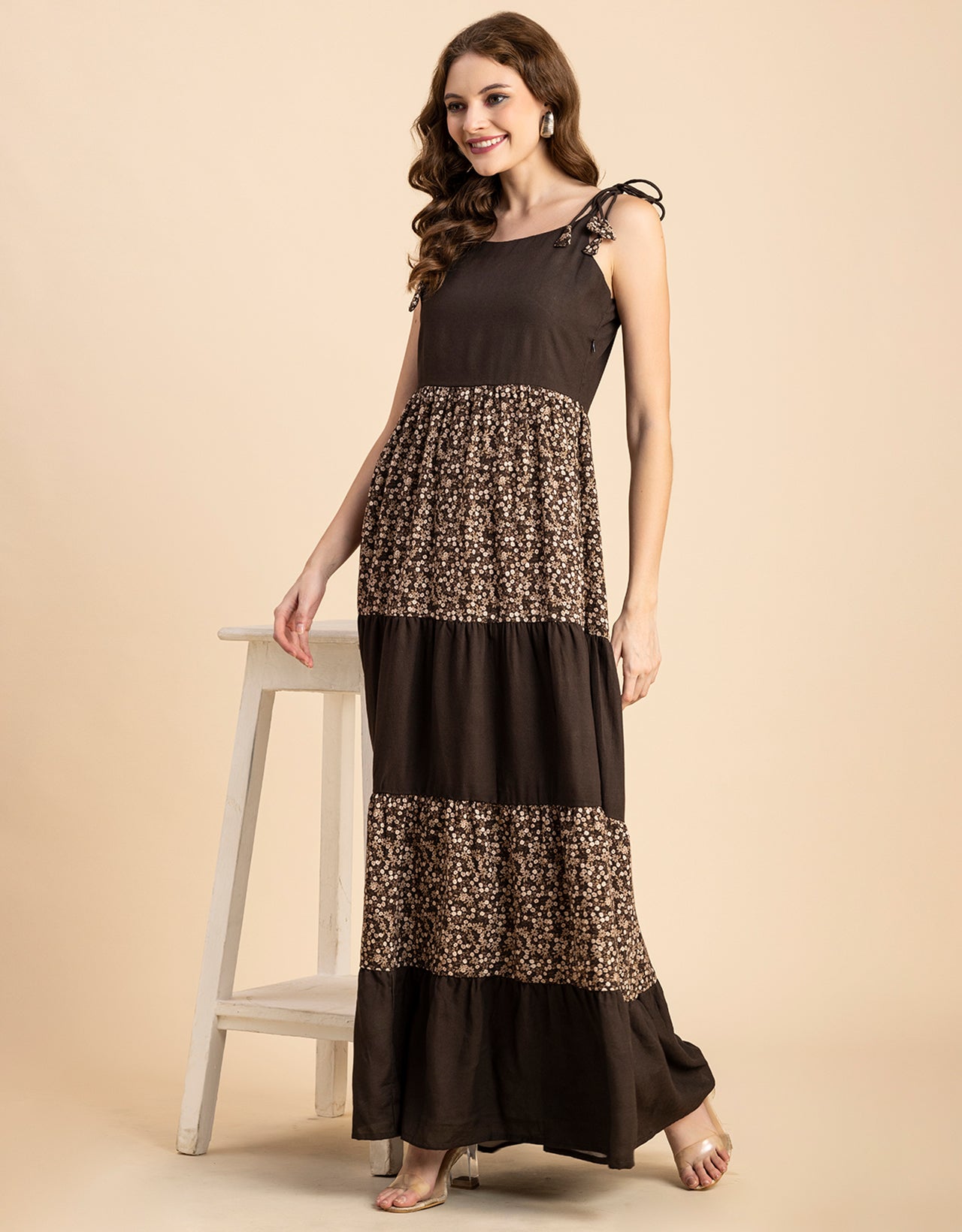 Printed Tiered Maxi Dress, Vacation