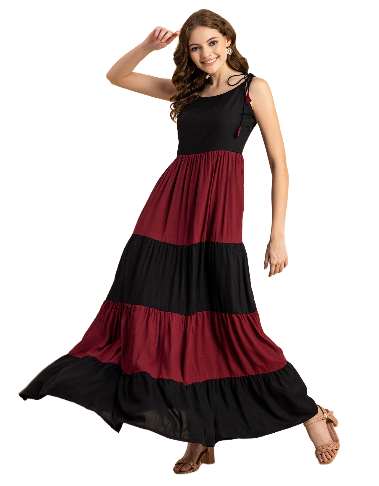 Printed Tiered Maxi Dress, Vacation