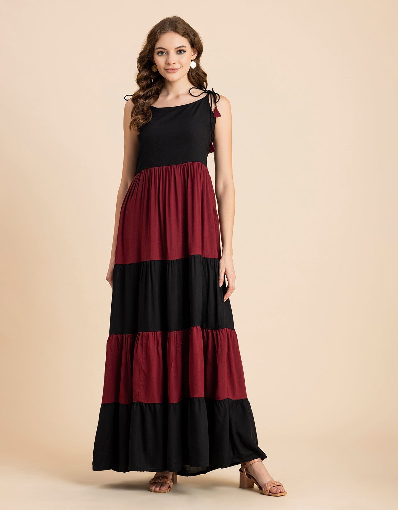 Printed Tiered Maxi Dress, Vacation