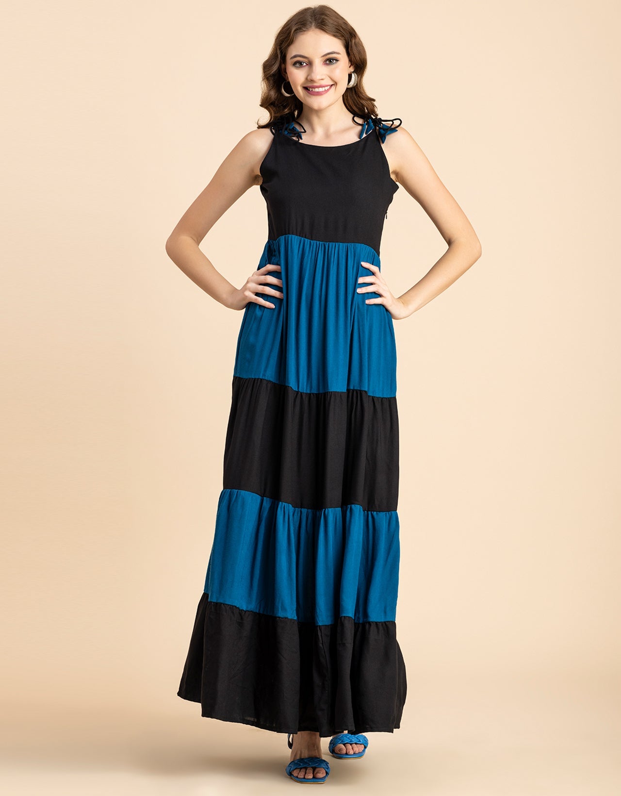 Printed Tiered Maxi Dress, Vacation