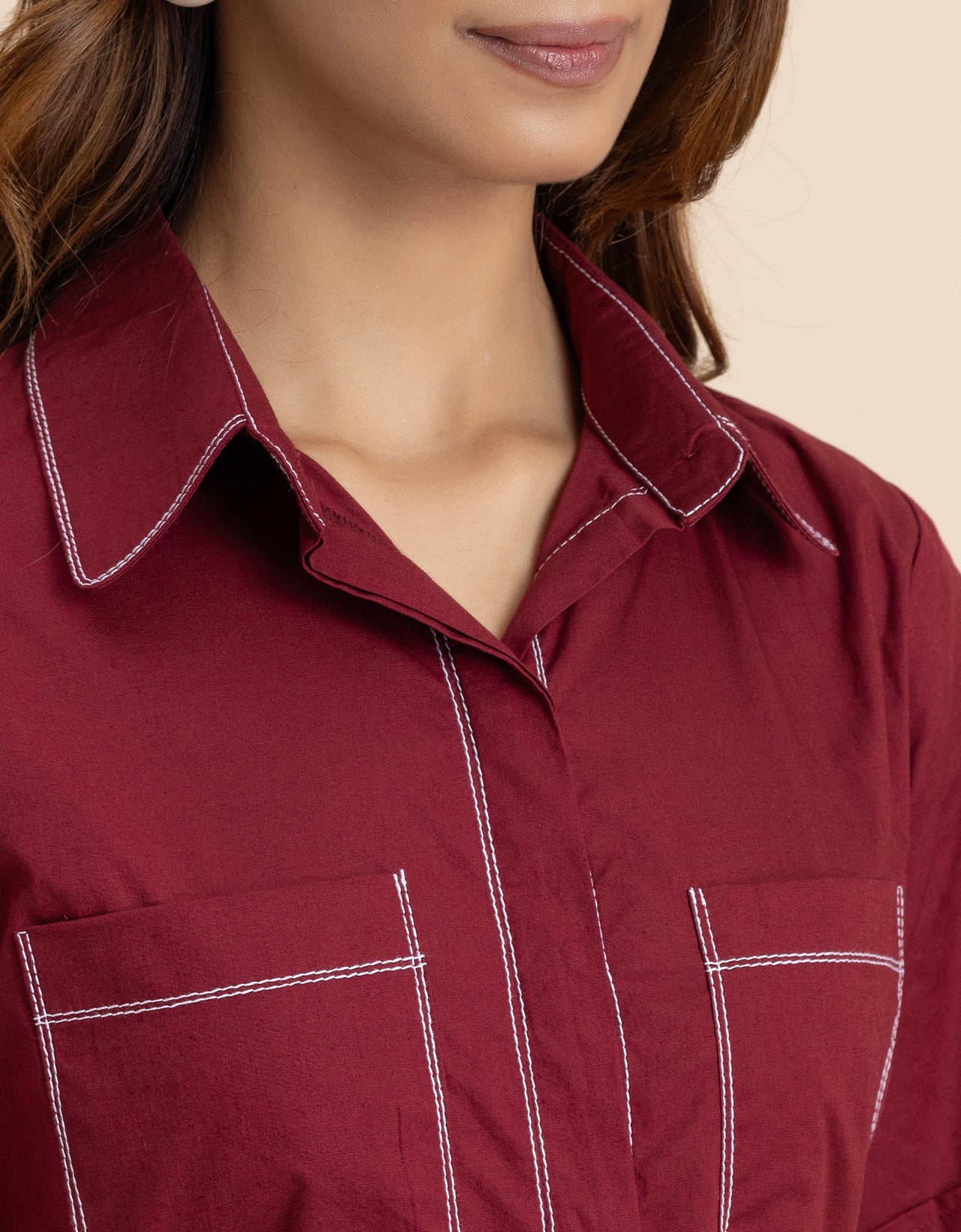 Women's Short Sleeve Classic Collar Formal Cotton Dress