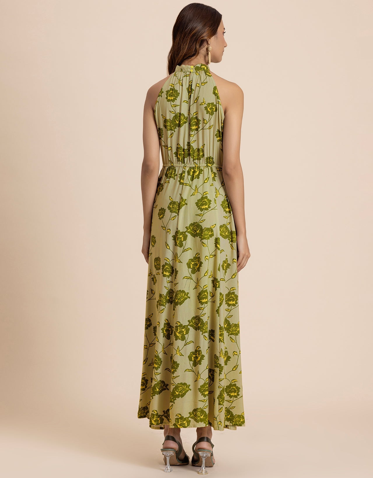Halter Neck Fit And Flare Summer Maxi Dress For Women