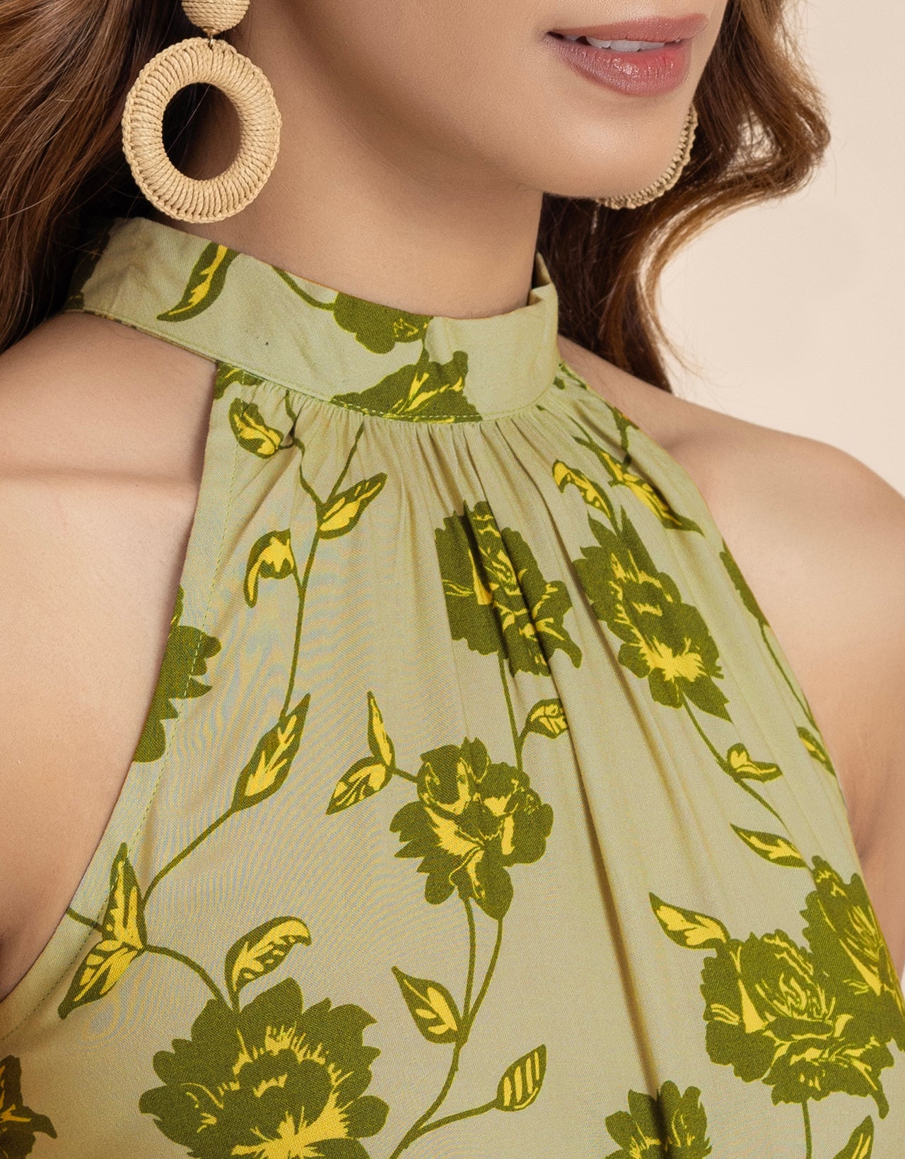 Halter Neck Fit And Flare Summer Maxi Dress For Women