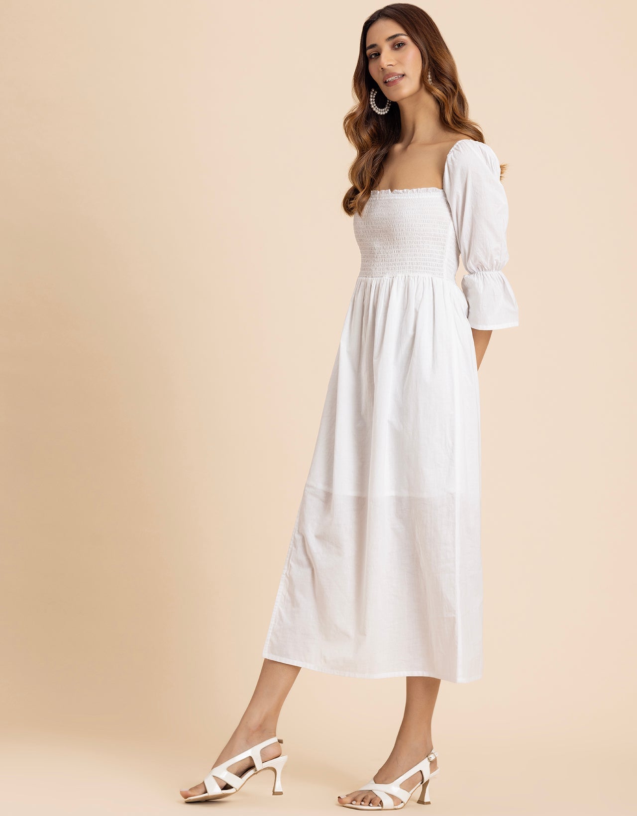 Square Neck Multi-Wear Style Midi Dress For Women